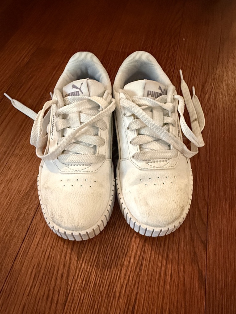 Puma Kids White Low-Top Lace Sneakers